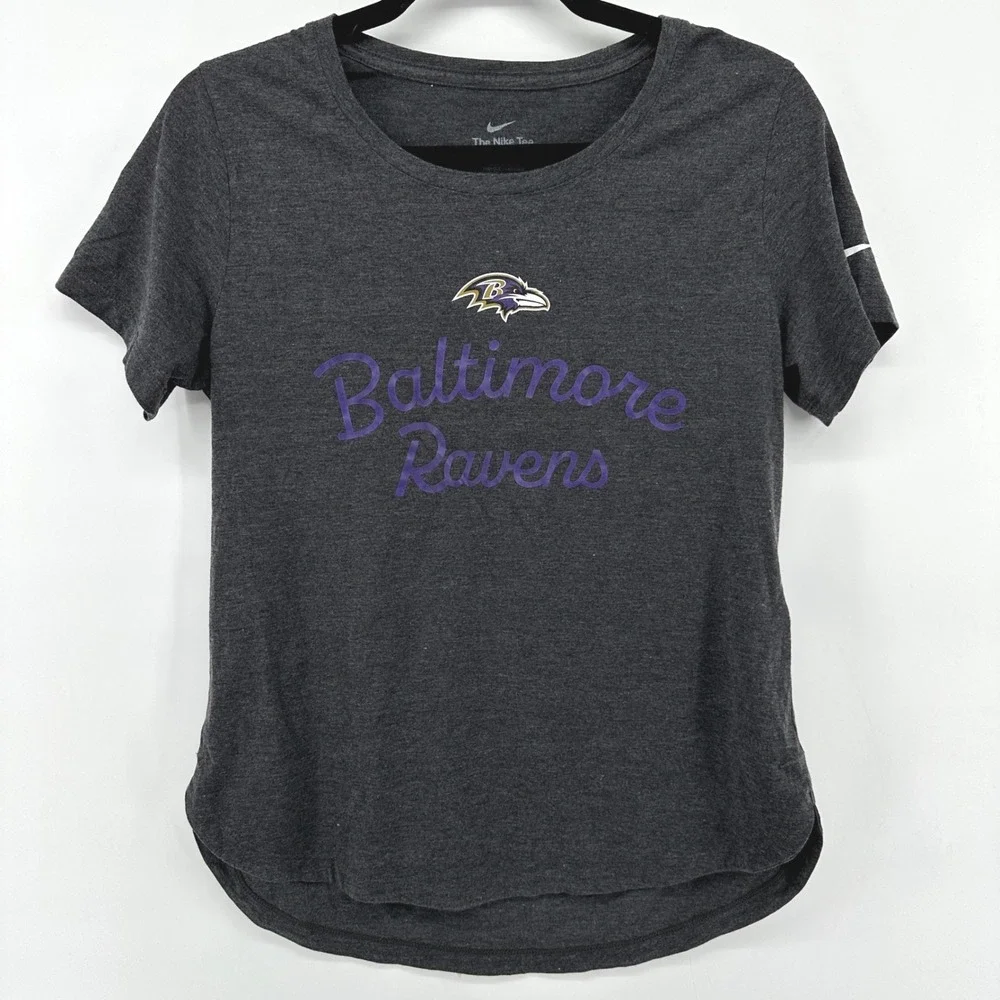 Nike Baltimore Ravens Womens Charcoal Heather Grey Short Sleeve Tee NKMV-00H S
